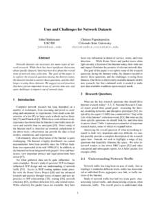 Uses and Challenges for Network Datasets John Heidemann USC/ISI   Christos Papadopoulos