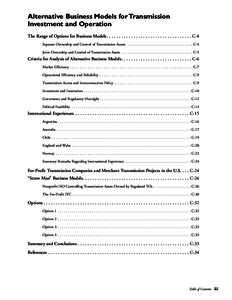 Alternative Business Models for Transmission Investment and Operation