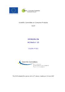 Opinion of the Scientific Committee on Consumer Products  on HC Red n° 13 (B31)