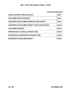 SAM – TRUST AND AGENCY FUNDS – OTHER  CHAPTER[removed]INDEX SPECIAL DEPOSIT FUND ACCOUNTS[removed]