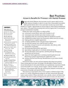 A BAZELON CENTER ISSUE BRIEF  Best Practices: Access to Benefits for Prisoners with Mental Illnesses