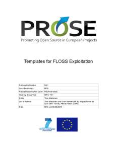 Templates for FLOSS Exploitation  Deliverable Number D4.1