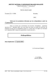 INSTITUT NATIONAL D’ASSURANCE MALADIE-INVALIDITE Etablissement public institué par la loi du 9 août 1963 AVENUE DE TERVUREN[removed]BRUXELLES _____________