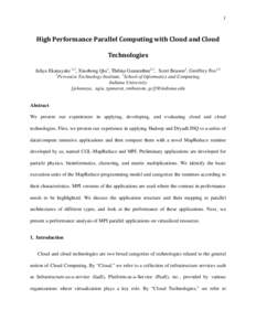High Performance Parallel Computing with Cloud and Cloud Technologies
