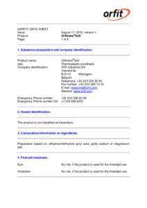 SAFETY DATA SHEET Issue: Product: Page:  August 17, 2010, version 1
