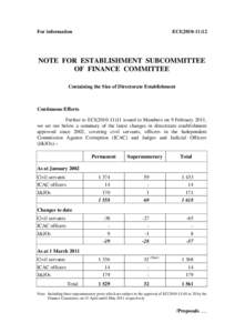 For information  ECI[removed]NOTE FOR ESTABLISHMENT SUBCOMMITTEE OF FINANCE COMMITTEE