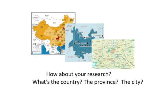 How about your research? What’s the country? The province? The city? Introduction  Setting the Context