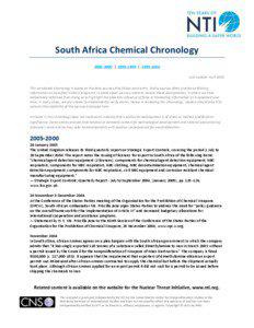 South Africa Chemical Chronology[removed] | [removed] | [removed]Last update: April 2005