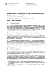 Wettbewerbskommission WEKO Commission de la concurrence COMCO Commissione della concorrenza COMCO Competition Commission COMCO  Note explicative et formulaire de la Commission de la concurrence