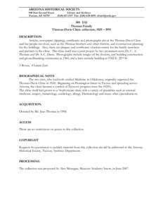 ARIZONA HISTORICAL SOCIETY 949 East Second Street Tucson, AZ[removed]Library and Archives[removed]Fax: ([removed]removed]