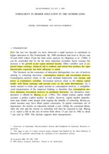 DE ECONOMIST 143, NO. 3, 1995  ENROLMENT IN HIGHER EDUCATION IN THE NETHERLANDS BY HESSEL OOSTERBEEK AND DINAND WEBBINK*