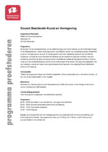 Docent Beeldende Kunst en Vormgeving Hogeschool Rotterdam programma proefstuderen  Willem de Kooning Academie