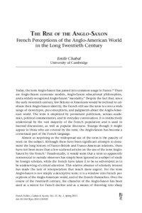 THE RISE OF THE ANGLO-SAXON French Perceptions of the Anglo-American World in the Long Twentieth Century