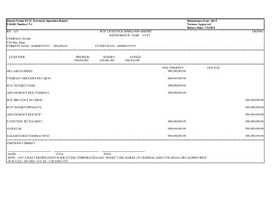 Livestock Operation Report