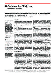 Interventions to Increase Cervical Cancer Screening Rates