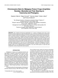 ZOOLOGICAL SCIENCE 18: 505 –)  © 2001 Zoological Society of Japan Chromosome Data for Malagasy Poison Frogs (Amphibia: Ranidae: Mantella) and Their Bearing on