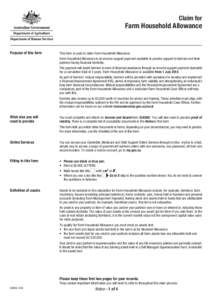 Claim for  Farm Household Allowance Purpose of this form