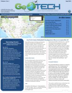 Volume 1, No. 1  Sept 2013 A Monthly Newsletter of the National Geospatial Technology