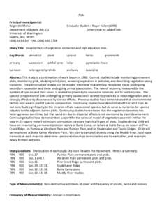 -71APrincipal Investigator(s): Roger del Moral Department of Botany (KB-15) University of Washington Seattle, WA[removed]6341 FAX: ([removed]