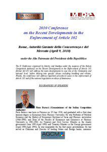 2010 Conference on the Recent Developments in the Enforcement of Article 102