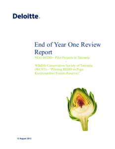 End of Year One Review Report NGO REDD+ Pilot Projects in Tanzania Wildlife Conservation Society of Tanzania (WCST) – “Piloting REDD in Pugu Kazimzumbwi Forests Reserves”