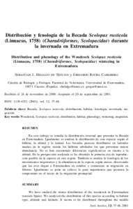 Distribución y fenología de la Becada Scolopax rusticola (Linnaeus, [removed]Charadriiformes, Scolopacidae) durante la invernada en Extremadura