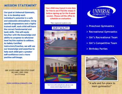 Sports / Gymnastics / Preschool education