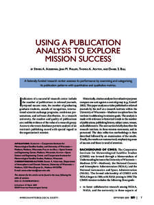 USING A PUBLICATION ANALYSIS TO EXPLORE MISSION SUCCESS by  Steven A. Ackerman, Jean M. Phillips, Thomas A. Achtor, and Daniel S. Bull