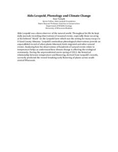 Phenology / Environmental ethics / Nature / Environment / Aldo Leopold / Climatology / Biology / Ecology