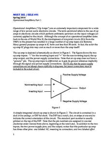 MUST[removed]EELE 491 Spring 2014 Operational Amplifiers, Part 1 Operational Amplifiers (“Op Amps”) are an extremely important component for a wide range of low power audio electronic circuits. The term operational ref