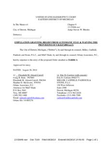 Detroit River / Metro Detroit / Insolvency / Miller /  Canfield /  Paddock & Stone / 150 West Jefferson / Detroit / Automatic stay / Geography of the United States / Bankruptcy / Geography of Michigan / Michigan / United States bankruptcy law