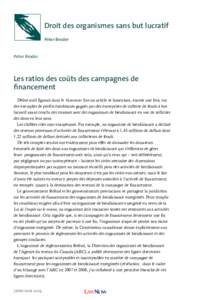 Droit des organismes sans but lucratif Peter Broder Peter Broder Les ratios des coûts des campagnes de financement