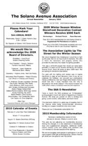 The Solano Avenue Association Annual Newsletter January[removed]Solano Avenue #101 Berkeley, California 94707