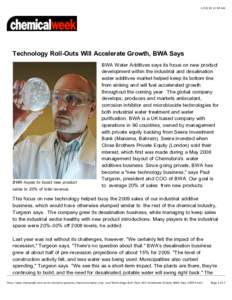 :50 AM  Technology Roll-Outs Will Accelerate Growth, BWA Says BWA hopes to boost new product sales to 20% of total revenue.