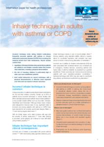 Information paper for health professionals  Inhaler technique in adults with asthma or COPD  Incorrect technique when taking inhaled medications