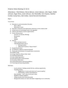 Chadron Notes Meeting[removed]Attendance: Mark Betson, Myrna Betson, Lindy Coleman, John Dagen, Webb Johnson, Roger Wess, Janet Johnson, Don Mandellis, Terri Haynes, Heather Crofutt, Sandy Roes, Deb Cottier, Daniel Benn