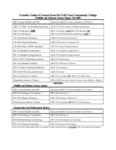 Transfer Guide of Courses from MS Gulf Coast Community College Wildlife and Fisheries Science Major Fall 2009 MSU Course Number and Title  Equivalent MGCCC Course Number(s) & Title(s)