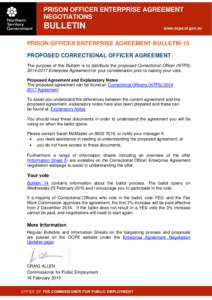 PRISON OFFICER ENTERPRISE AGREEMENT NEGOTIATIONS BULLETIN  www.ocpe.nt.gov.au