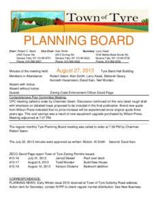 PLANNING BOARD Chair: Robert C. Seem Vice Chair: Alan Smith Secretary: Larry Kesel 2445 Traver Rd[removed]Durling Rd.
