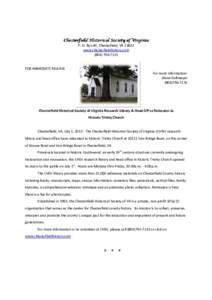 Relocation to Trinity Church news release