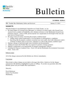 Freddie Mac Multifamily Sellers and Servicers Guide Bulletin