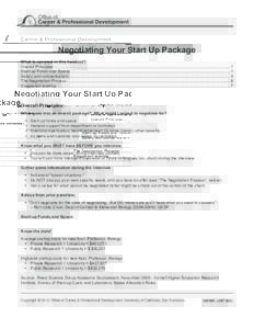 Negotiating Your Start Up Package What is covered in this handout? Overall Principles: .....................................................................................................................................