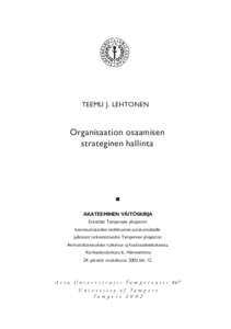TEEMU J. LEHTONEN  Organisaation osaamisen