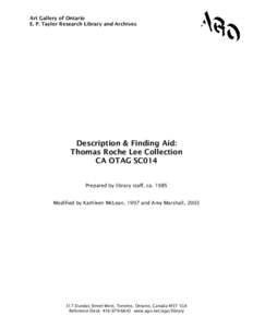 Description & Finding Aid: Thomas Roche Lee Collection CA OTAG SC014