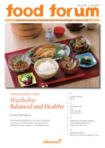Vol. 28 No. 2 July[removed]Kikkoman ’s quarterly intercultural forum for the exchange of ideas on food THE JAPANESE TABLE