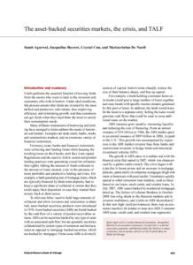 The asset-backed securities markets, the crisis, and TALF Sumit Agarwal, Jacqueline Barrett, Crystal Cun, and Mariacristina De Nardi Introduction and summary Credit performs the essential function of moving funds from th