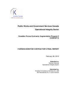 Public Works and Government Services Canada Operational Integrity Sector Canadian Forces Contractor Augmentation Program II (CANCAP II)