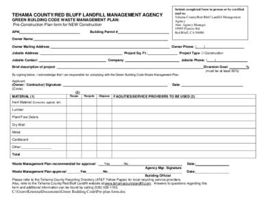 CONSTRUCTION & DEMOLITION DEBRIS RECOVERY PLAN: Pre-Construction/Pre-Demolition