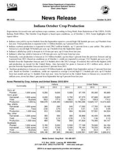 United States Department of Agriculture National Agricultural Statistics Service Great Lakes Region News Release