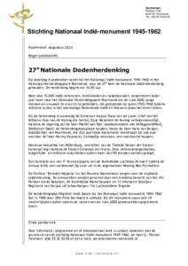 Secretariaat: PostbusKH Roermond Tel.: (Stichting Nationaal Indië-monument